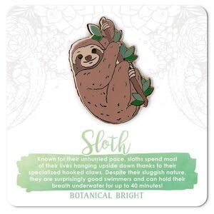 Sloth Enamel Pin - Gold Plated Nature &‎ Wildlife Jewelry - Animal Brooch